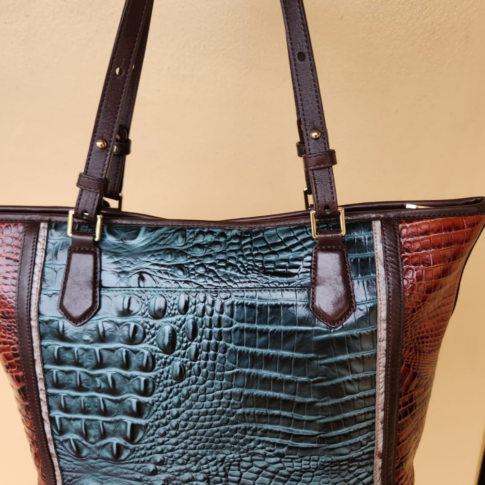 Brahmin Asher Ivy Figaro Medium Croc Embossed Leather Tote - Picture 3 of 13